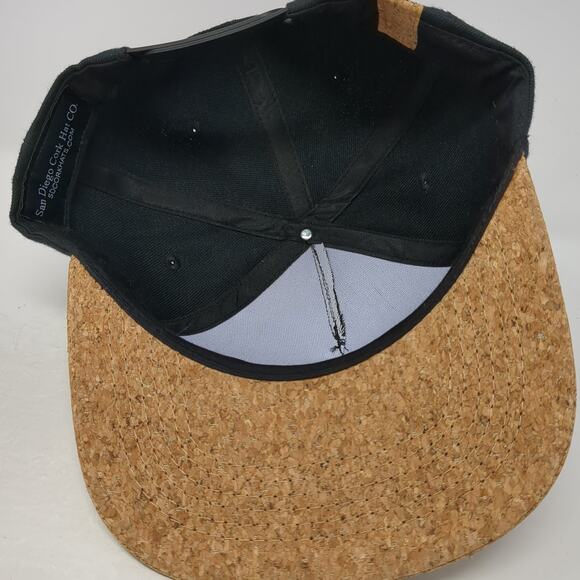 California Patch Snapback Hat Black One Size Flat Brim San Diego Cork Hat - Picture 7 of 9